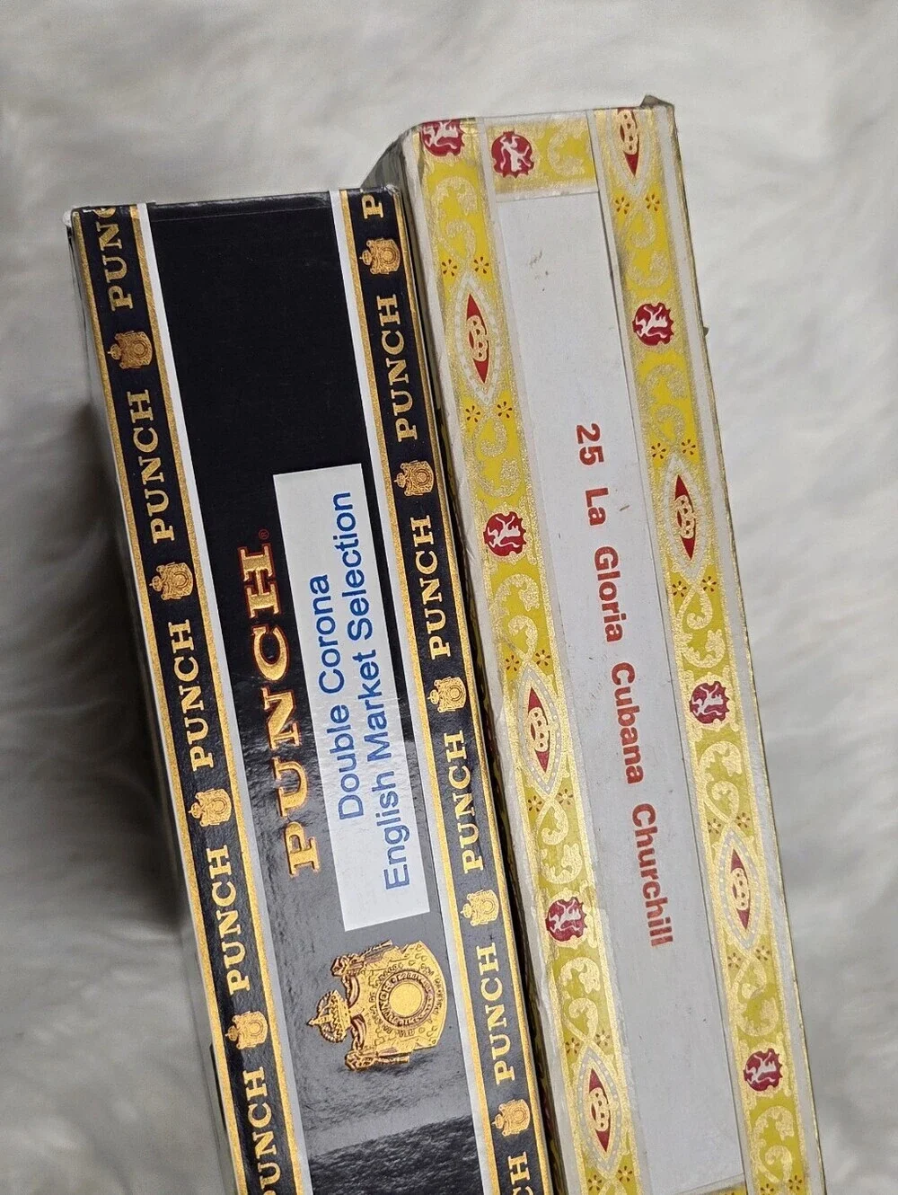 Punch Cigar Box & La Gloria Cubana Decorative Boxes - Black, White, Gold